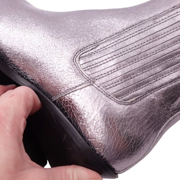 LN Seychelles Women's Metallic Hold Me Down Ankle Boots Sz 6 Silver Square Toe - Picture 5 of 9